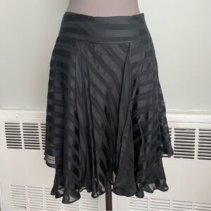 DKNYC Black striped silk flowy skirt size 2